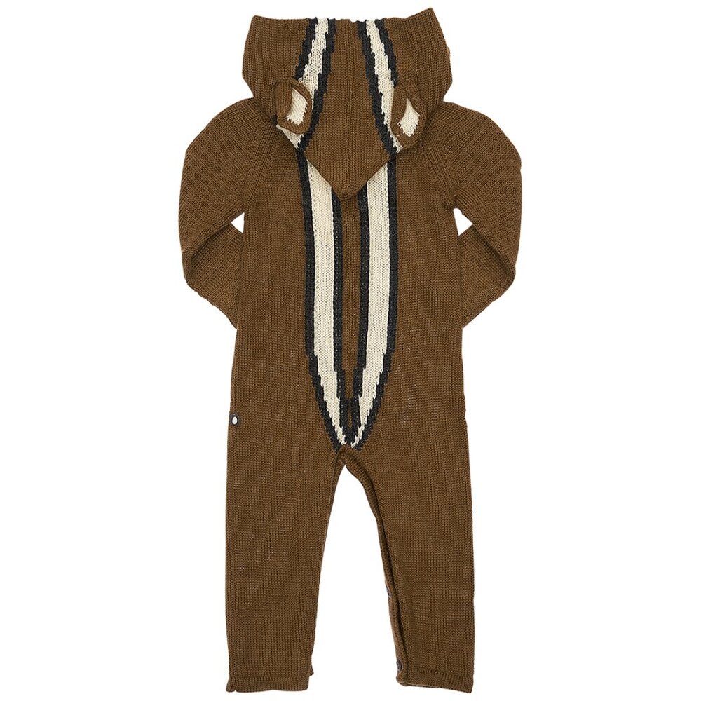 OEUF Chipmunk Hooded Alpaca Knit Sweater Romper Onesie Squirrel Costume - 18M